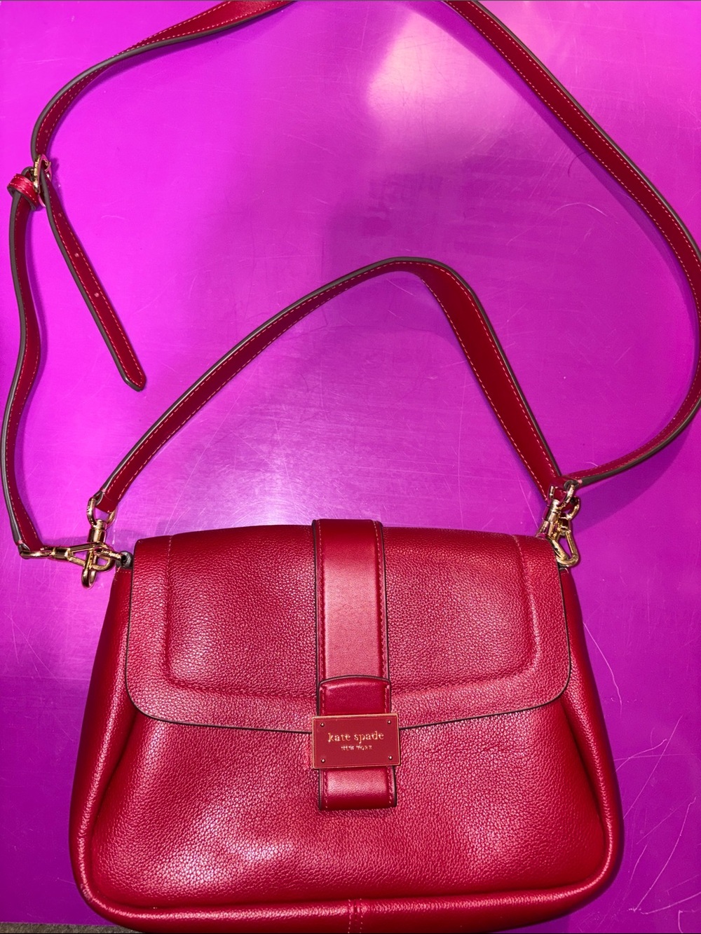 kate spade Red Leather Crossbody Shoulder Bag
